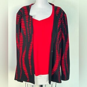 EUC! Ming Wang Red and Black Knit Top and Jacket Size 1X